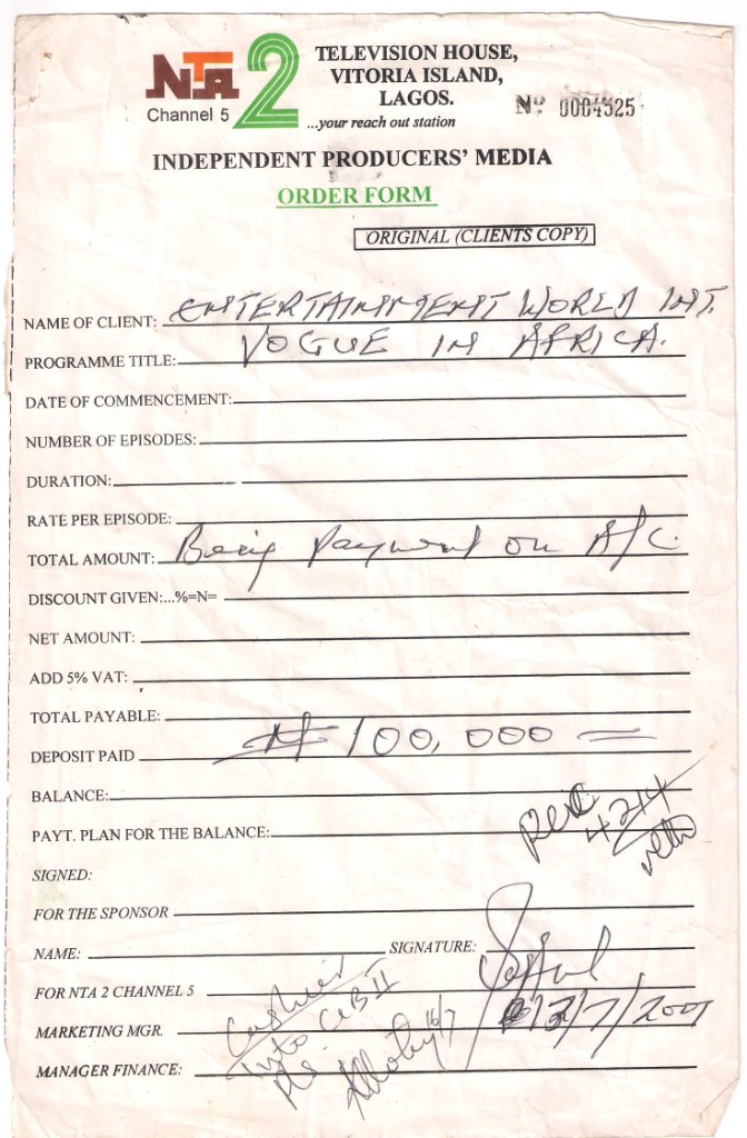 NTA Media Order Form № 0004525