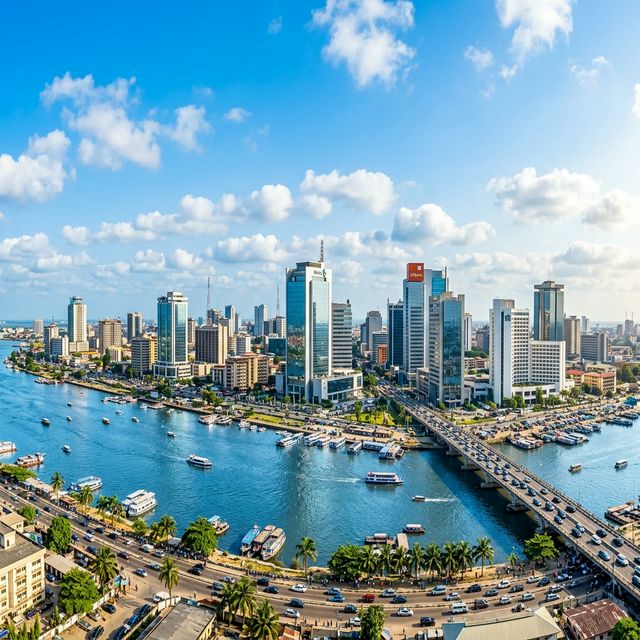 Lagos skyline in bright daylight โ the vibrant heart of Africa's creative economy